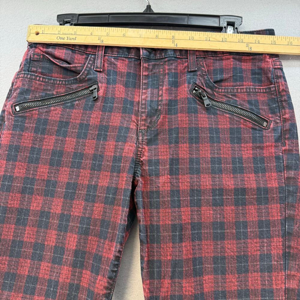 Joe's Jeans Women's 30 (10) Red Black Plaid Zip Skinny Moto Style Slash Pockets - Picture 10 of 14